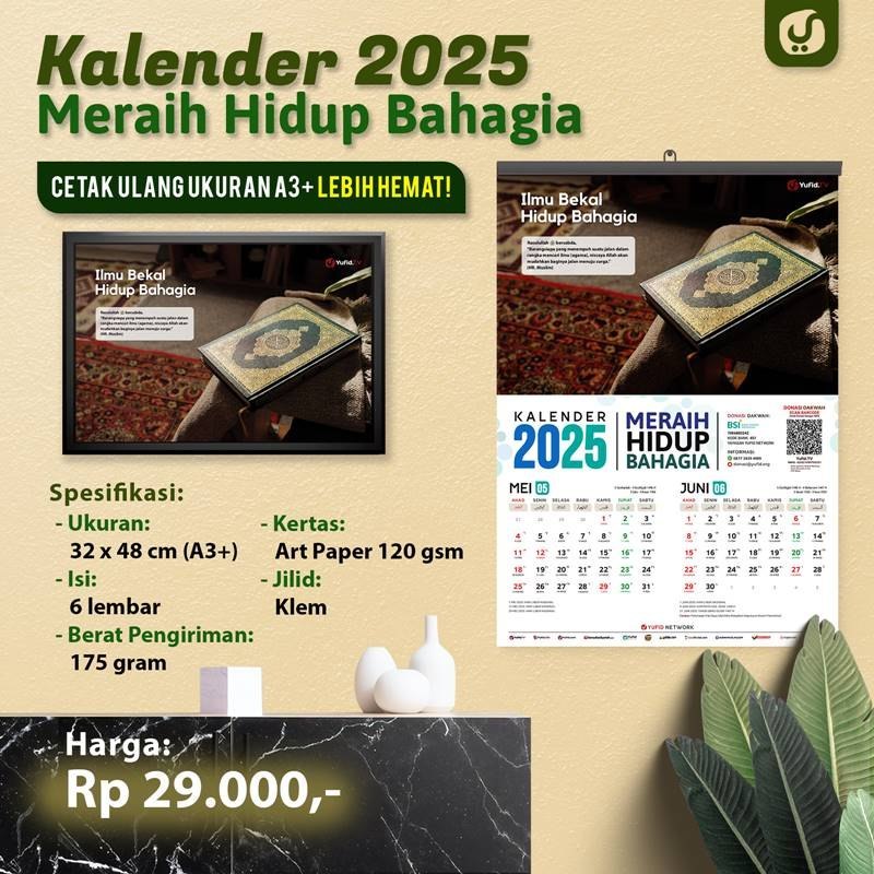 

KALENDER DINDING YUFID 2025 MERAIH HIDUP BAHAGIA - CETAK ULANG UKURAN A3+ LEBIH HEMAT!