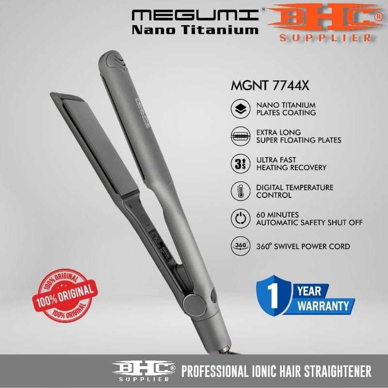 Megumi MGNT7744X Nano Titanium Catokan Rambut Pelurus Rambut Hair Straightener Original Pelurusan