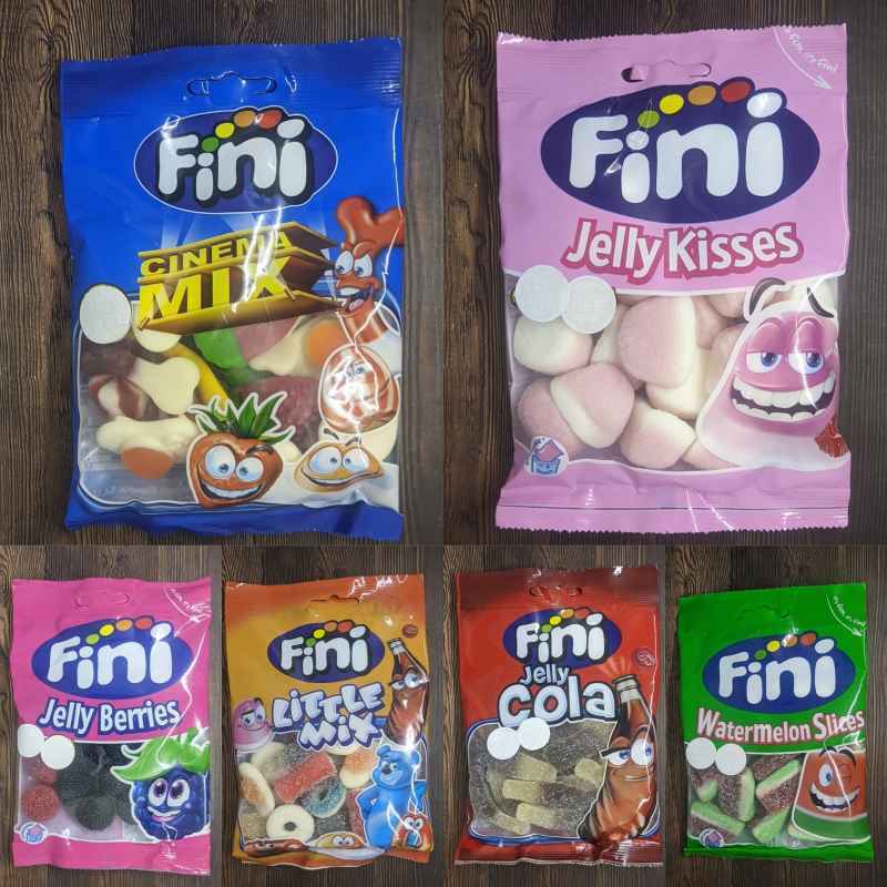 

Permen Jelly Import Prancis / Gummy Fini Jelly 80 Gr Varian Kisses, Sour Little Mix, Cinema Mix, Strawberry Rings