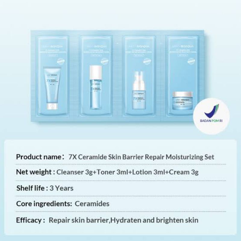 Bioaqua 7x Ceramide Skin Barrier Repair Moisturizing set Travel Size / per sachet