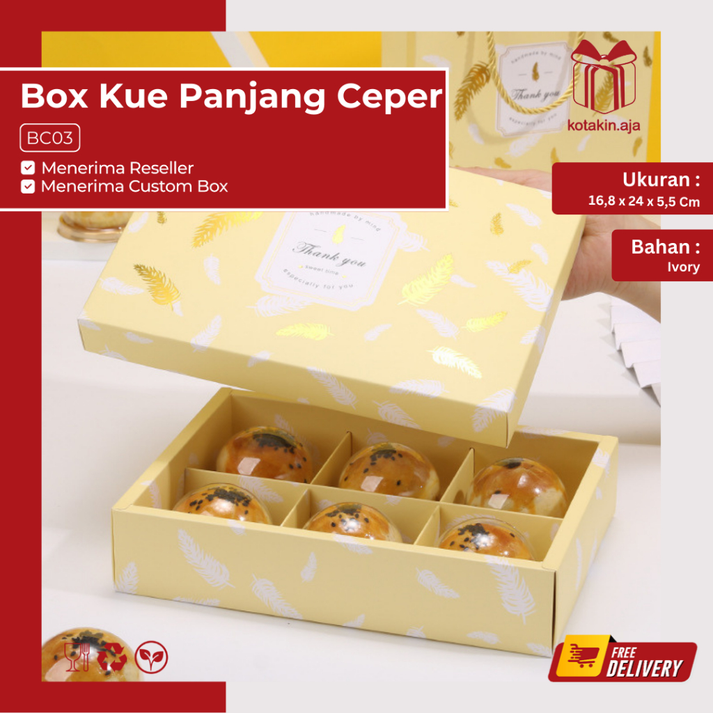 Box Sekat / Kotak Pudding / Box Mooncake / Kotak Sekat Kue / Box Kue / Kotak Kue Sekat I BC03