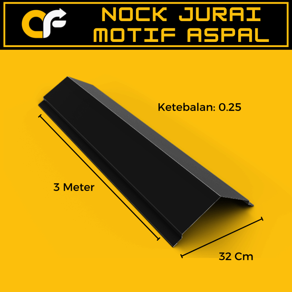 Nok Jurai Aspal Pasir - Atap Ferdam Nock Spandek 3 Meter Ketebalan 0.25 Wuwungan Metal