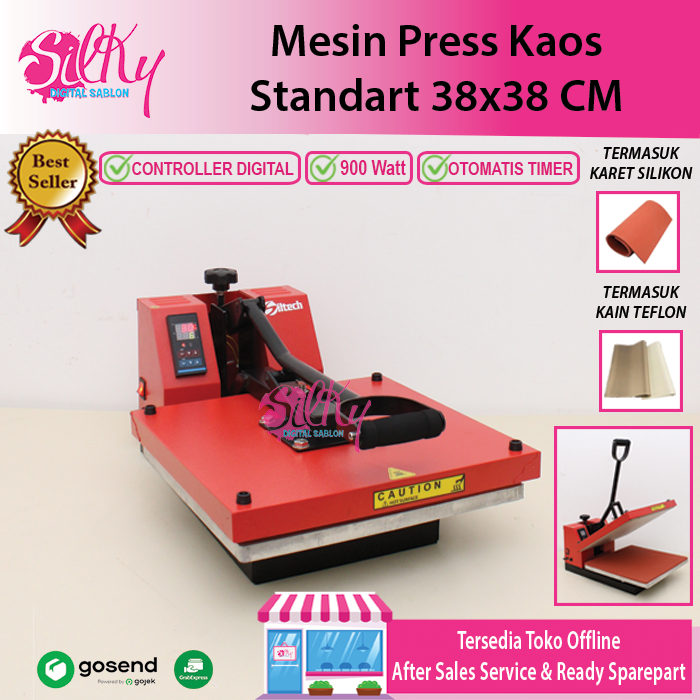 Mesin Press Sablon Kaos Digital DTF / DTG / Sublimasi / Polyflex  Ukuran 38x38 | Mesin Press Sablon 