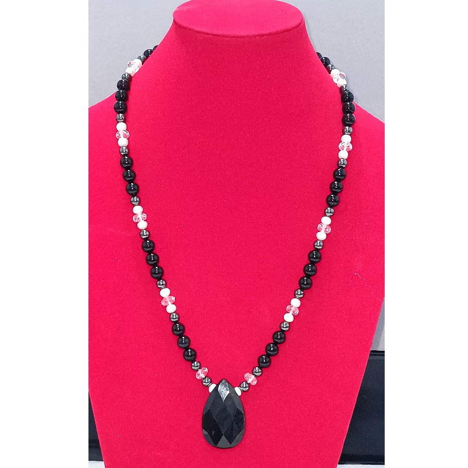 Kalung Natural Stone Onyx, Mutiara dan Crystal Czech