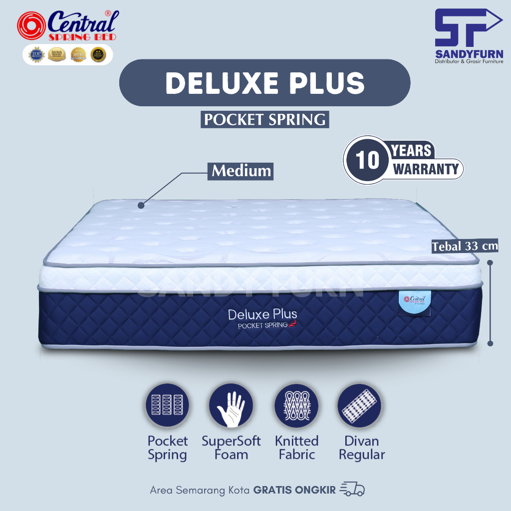 CENTRAL Spring Bed - Deluxe Plus Pocket Spring - Semua Ukuran - Matras