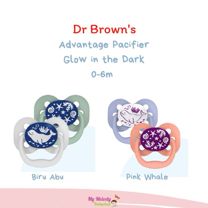 Dr Browns Advantage Pacifier Glow in the Dark Stage 1 0-6M / Kompeng Bayi Anakn