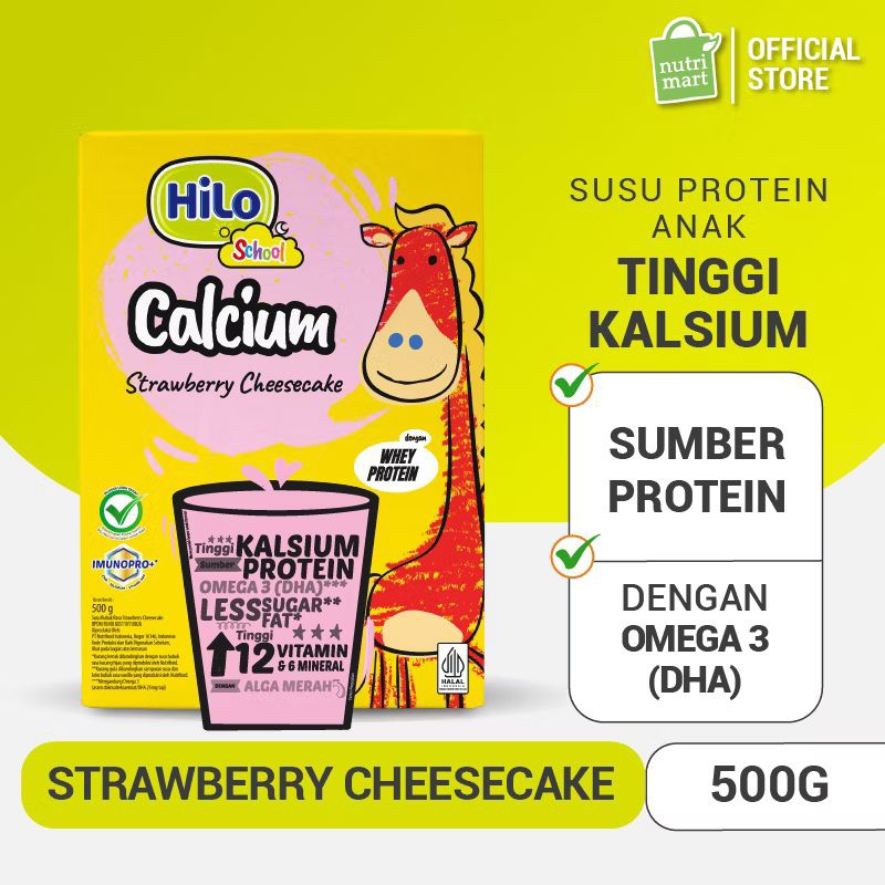 

Hilo School Strawberry Cheesecake 500gr - Susu Tinggi Kalsium Rendah Lemak