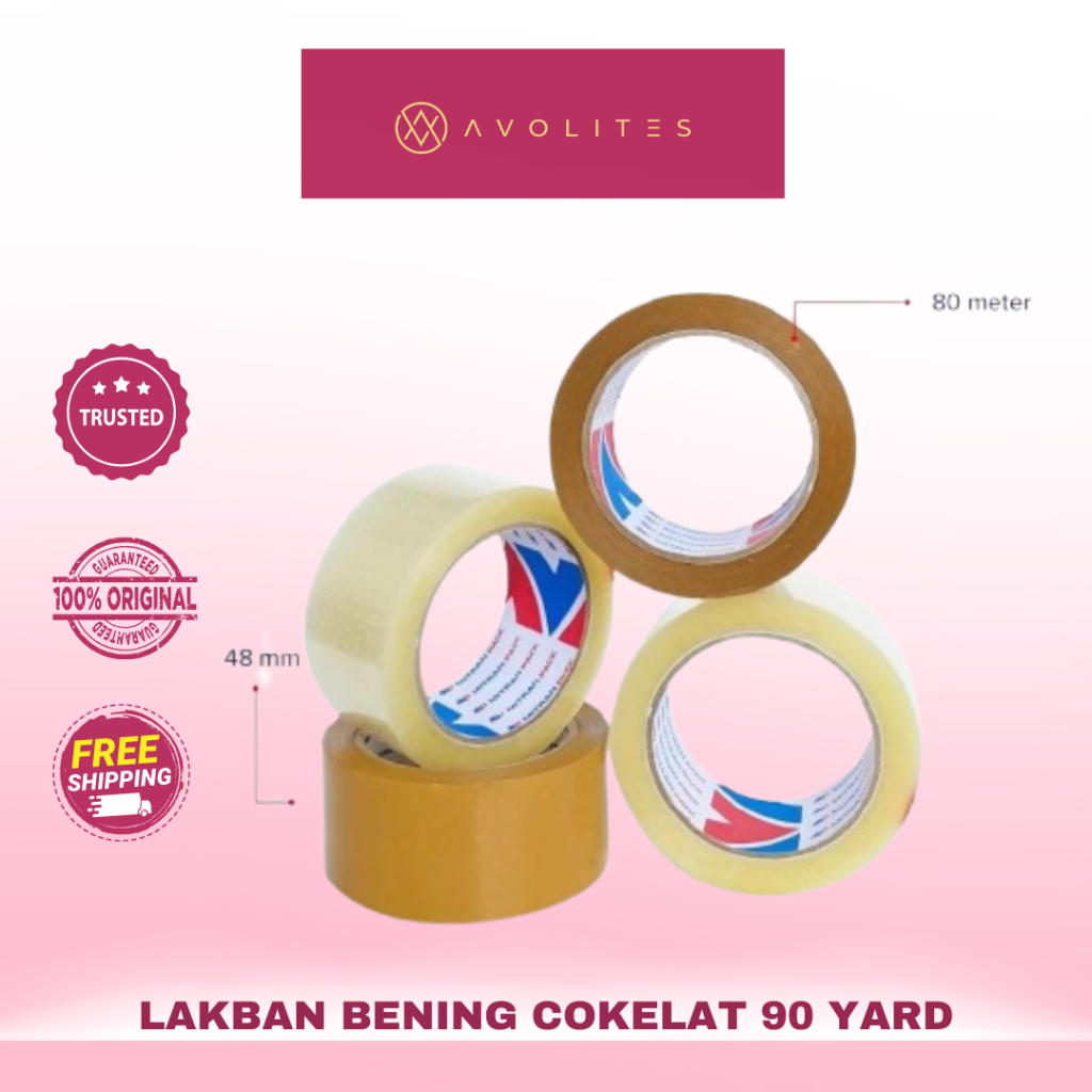 

Lakban Bening / Coklat 90 yard FULL x 48 mm / 2 inch Mitran Pack - Cokelat