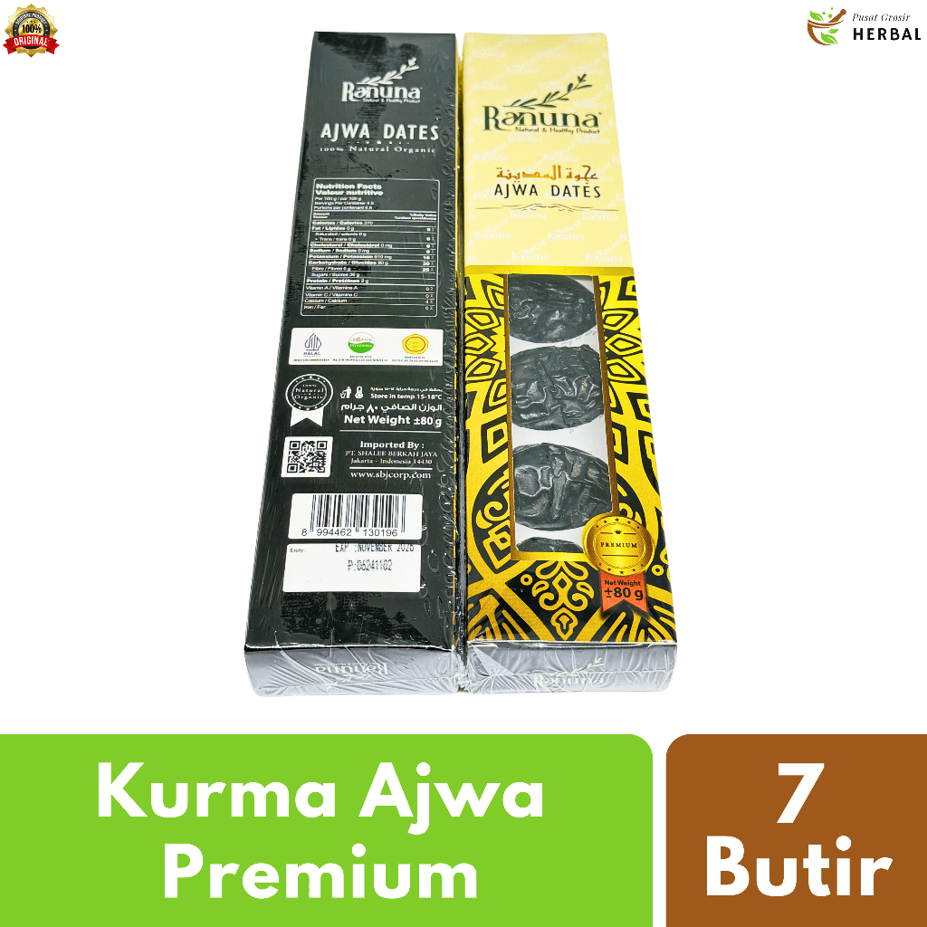 

Kurma Nabi Ajwa Al Madinah 7 Butir Premium Original Tamr Barokah Untuk Oleh-Oleh Haji & Umroh