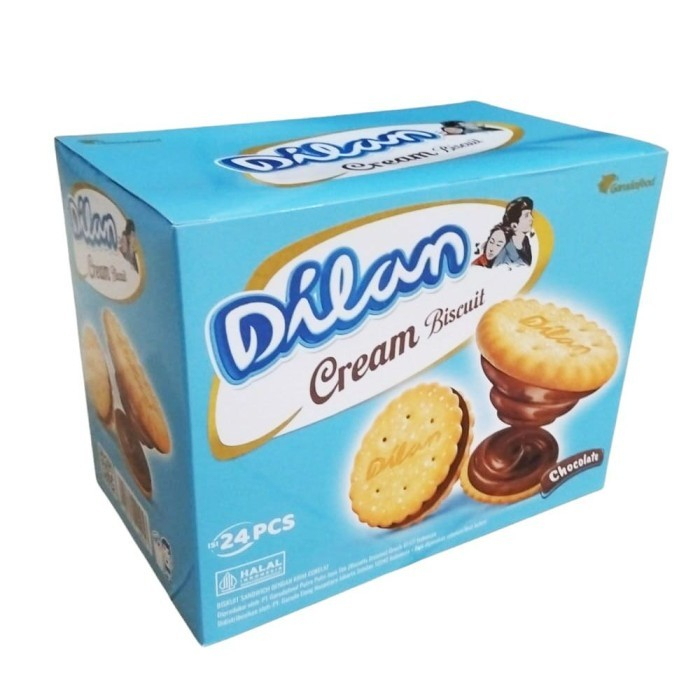 

Dilan Cream Biscuit Chocolate 1 Box isi 24 pcs / Dilan Biskuit Sandwich Dengan Krim Coklat 16gr*24pcs