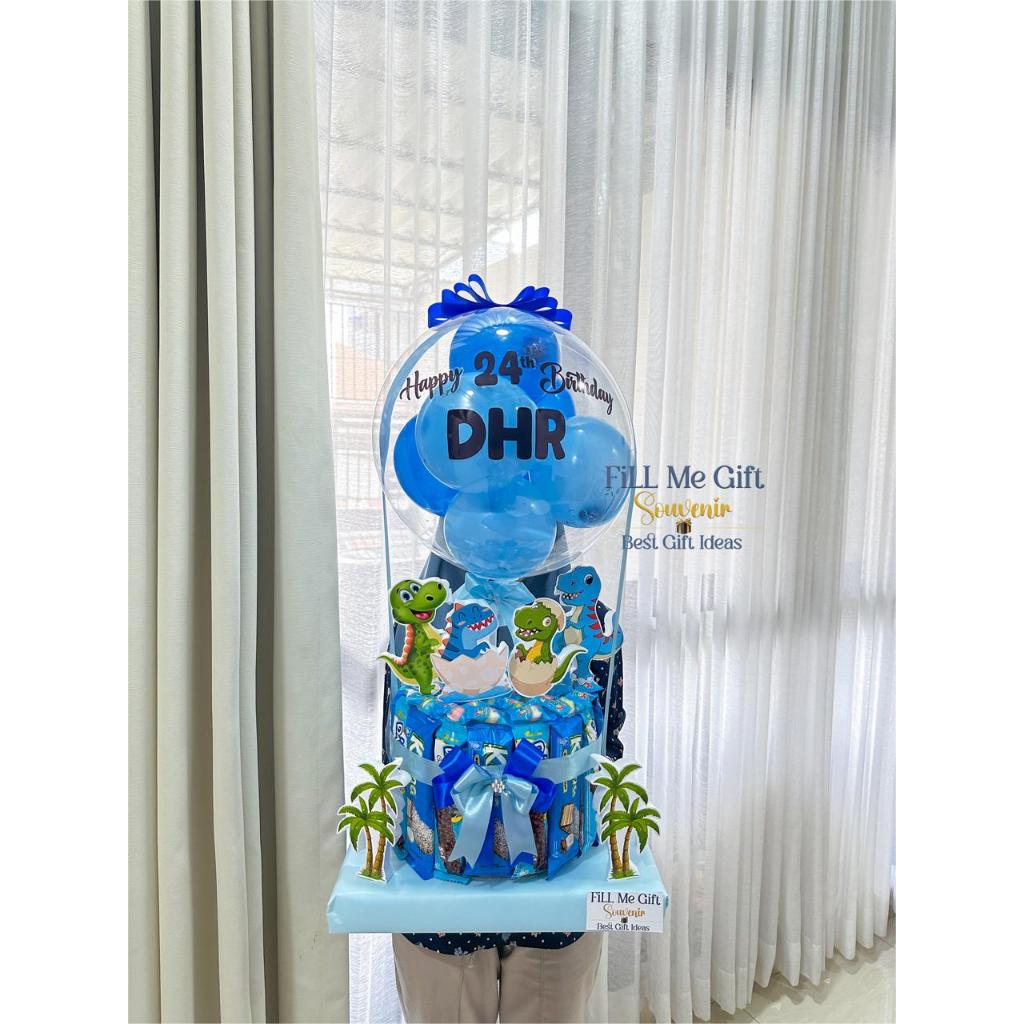 

Balon Snack Lucu + Topper Bertema Ulang Tahun Bucket Ballon Dino Dinosaurus