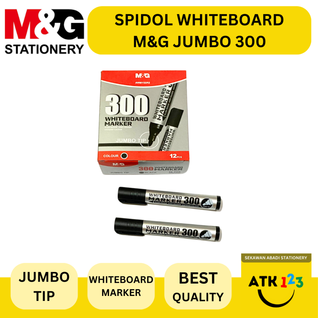 

Spidol Whiteboard Marker M&G 300 Jumbo Tip Spidol Papan Tulis Hitam / Biru / Merah / Hijau