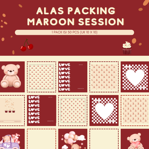 

ALAS PACKING UK 10X10 I ALAS PACKING AKSESORIS MAROON SESION ISI 50 PCS