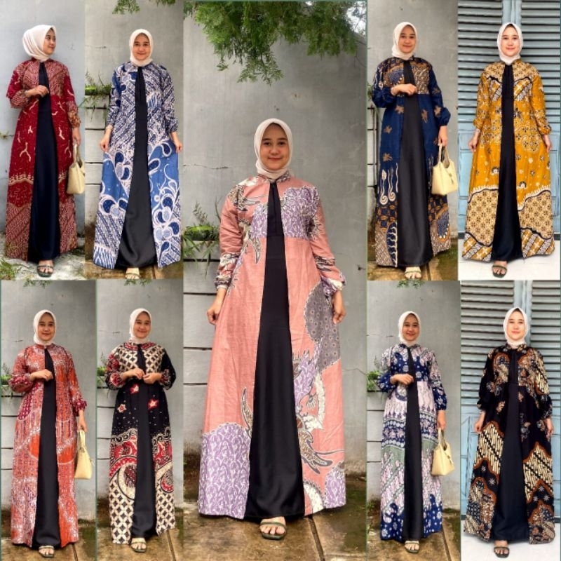Gamis Batik Mix Moscrepe premium Wanita Busui Terbaru Gamis Batik Jumbo LD 130cm