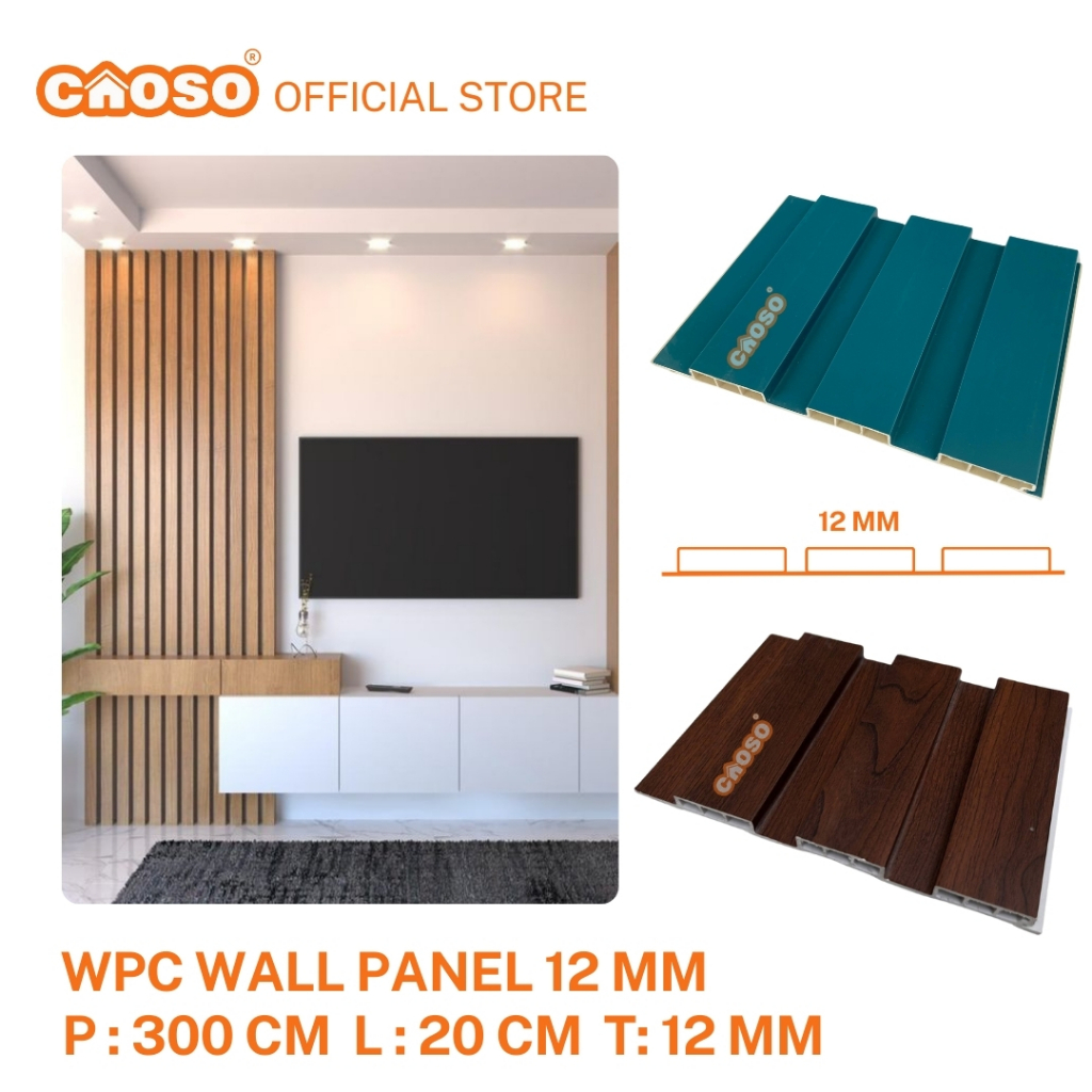 WPC Wall Panel Dinding 3 Meter Backdrop tv | Wall Panel Wood panel 3M 3D 300cm X 20 cm | CAOSO