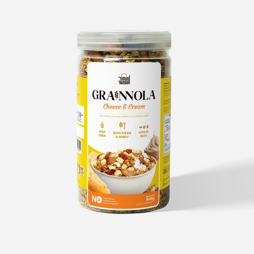 

Grainnola Timur Tengah - Granola Cheese & Cream Sereal Sarapan Diet Sehat Oatmeal Cemilan Rendah Kalori Healty Food 500gr