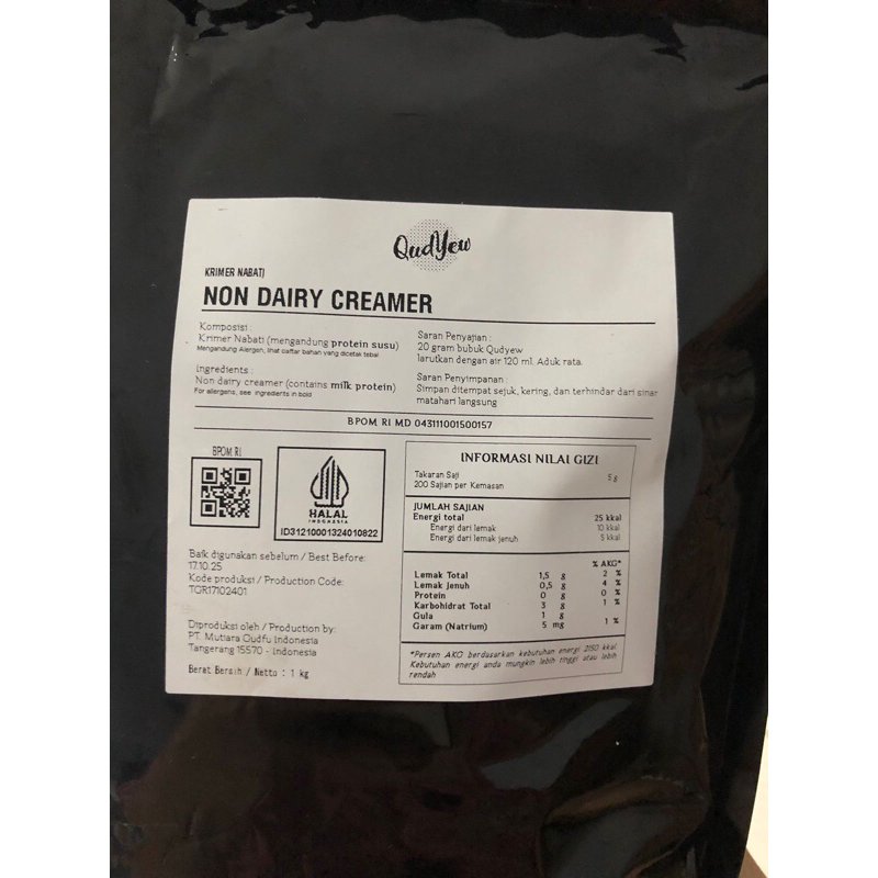 

Bubuk Kreamer Qudyew 1kg | Creamer Qudyew | Non Diary Creamer Qudyew 1kg