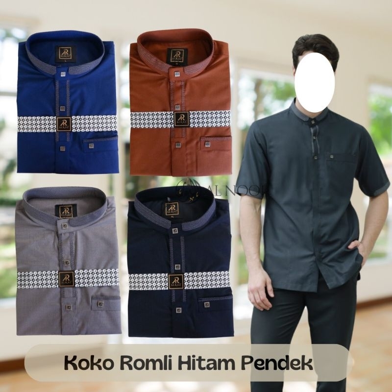Baju Koko | Al Raz Koko Romli Spesial Hitam Lengan Pendek - Pusat Grosir Al Noor