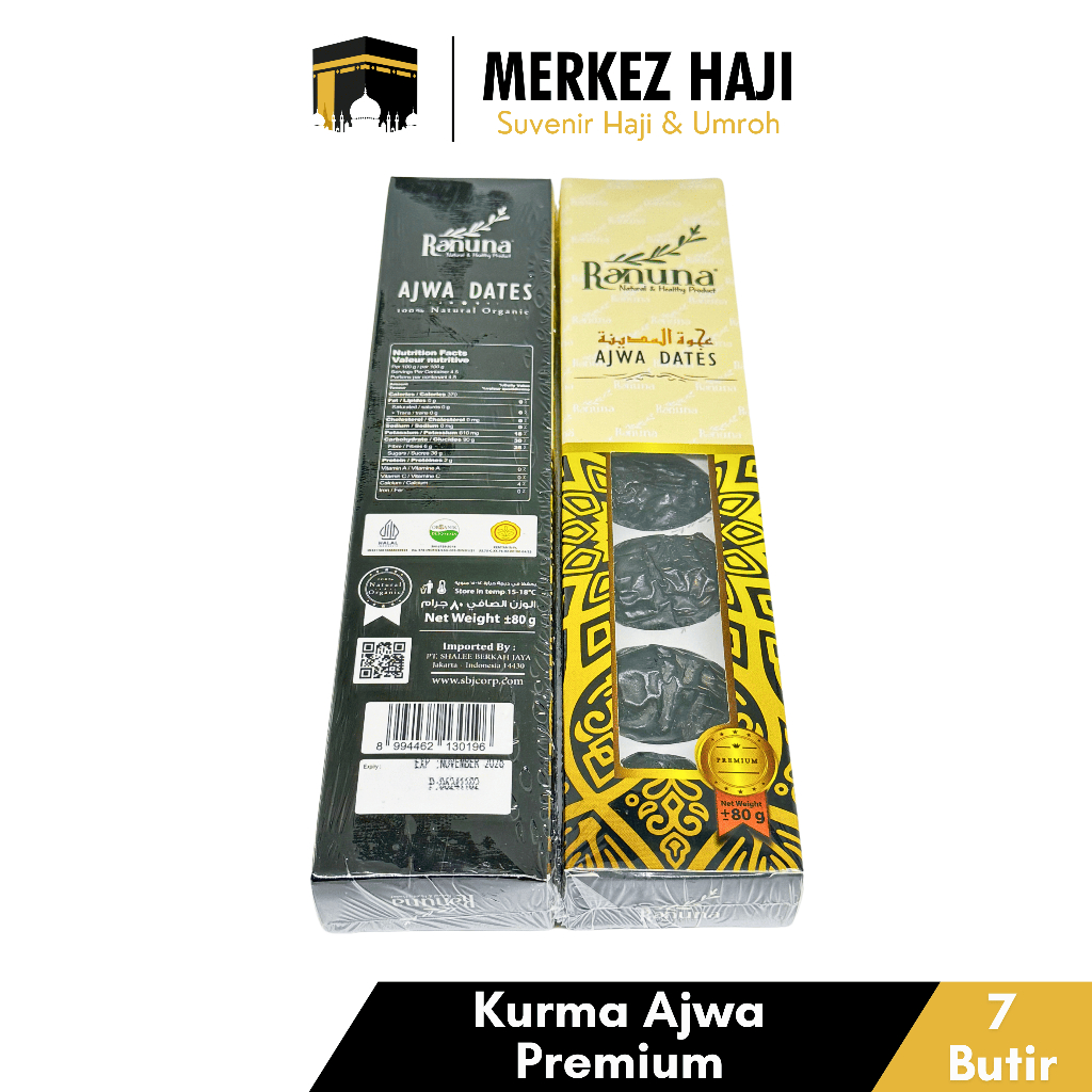 

Kurma Ajwa 7 Butir Asli 100% Original Jumbo Premium | Korma Nabi Super Madinah Oleh 0leh Haji Umroh