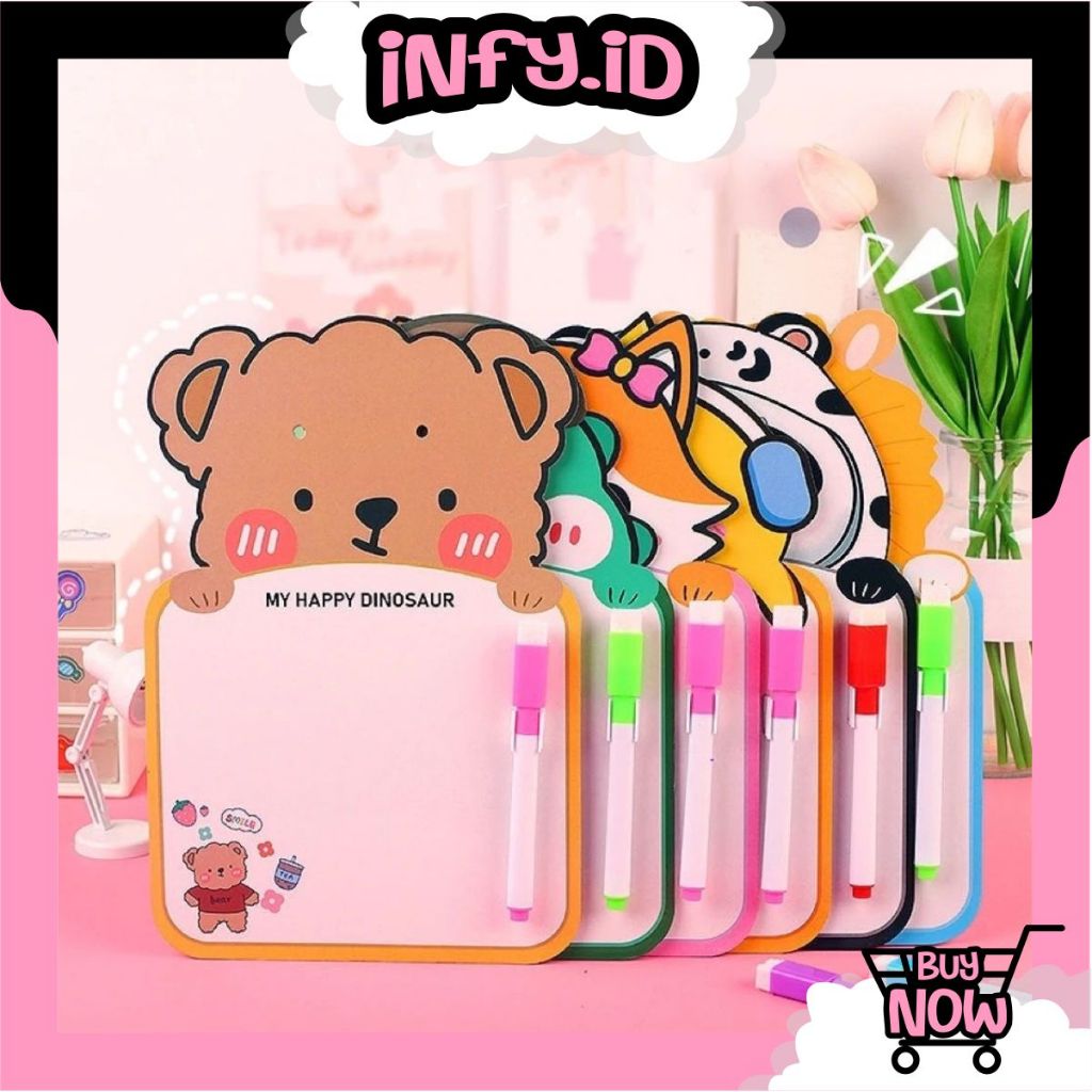 

INFY - Papan tulis anak karakter lucu Papan gambar kartun bisa dihapus Papan termurah mainan edukasi Whiteboard mini animal sekolah pelajar R1242