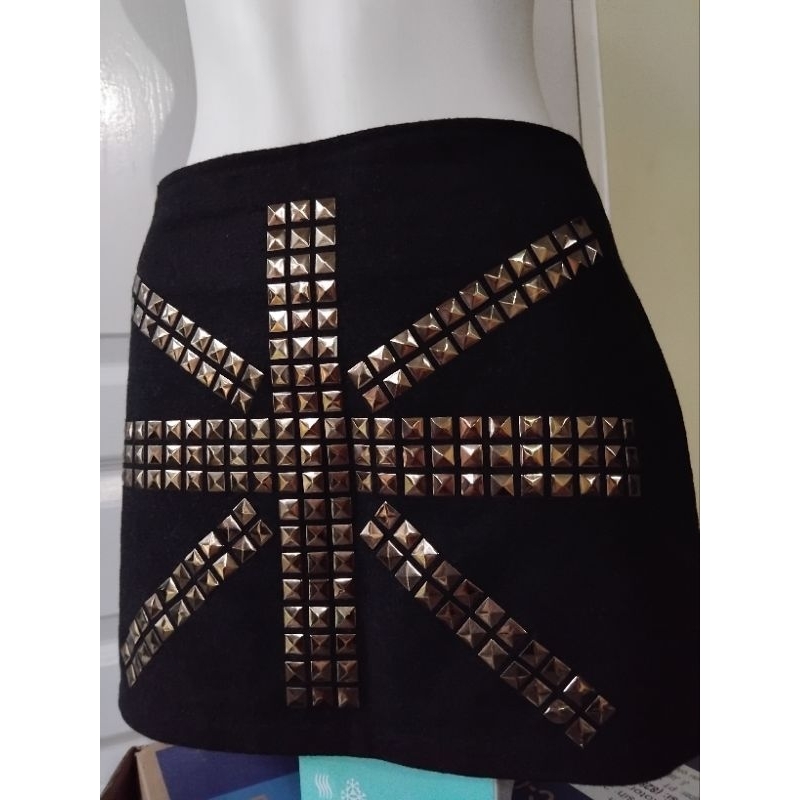 Rok mini low waist hitam ROK KOREA resleting samping