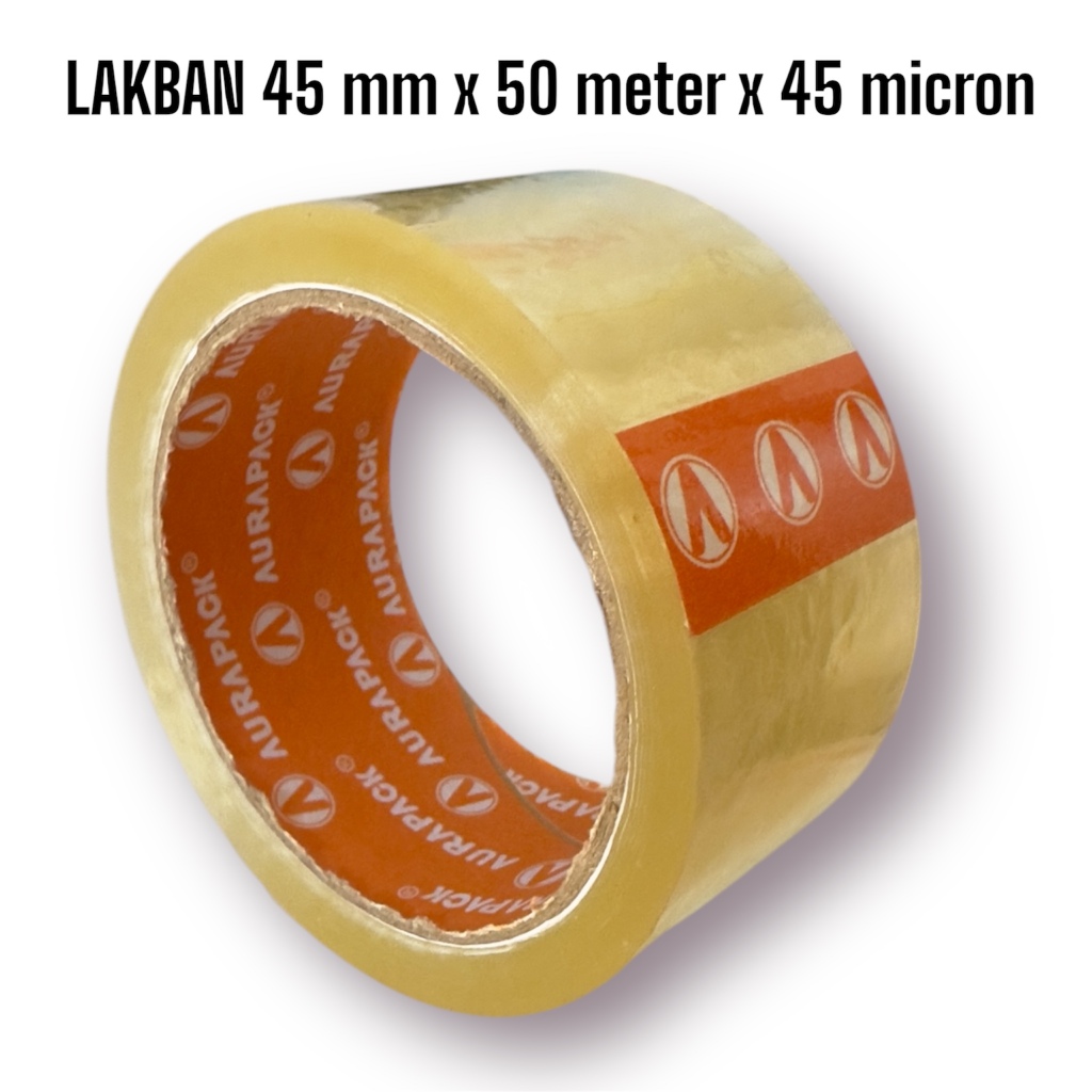 

Lakban Bening/Coklat merek Aurapack Selotip Coklat 45 mm x 50 meter