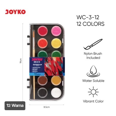 

JOYKO Watercolor Set Cat Air Joyko WC-3 - 12 Warna
