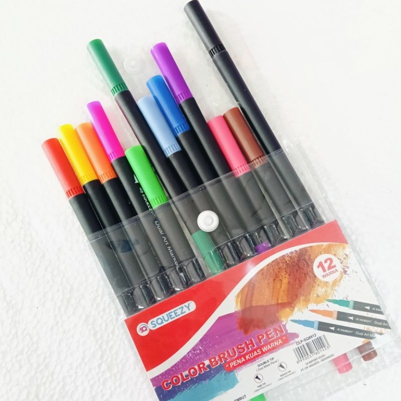 

COLOR BRUSH PEN 2IN 1 SQUEEZY/ PENA KUAS WARNA DOUBLE TIP CLO-SQ8912