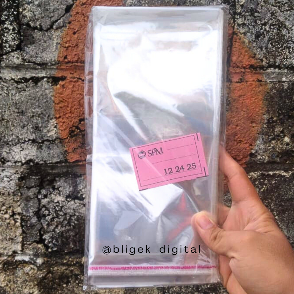 

Plastik OPP +Perekat (Lem) 12x24 cm / Plastik undangan Isi 100 lembar