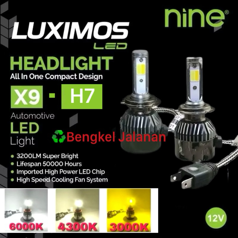 LAMPU LED 3 WARNA H7 H11 MOTOR MOBIL ECO9 X9 36WATT  EXTREME BRIGTH