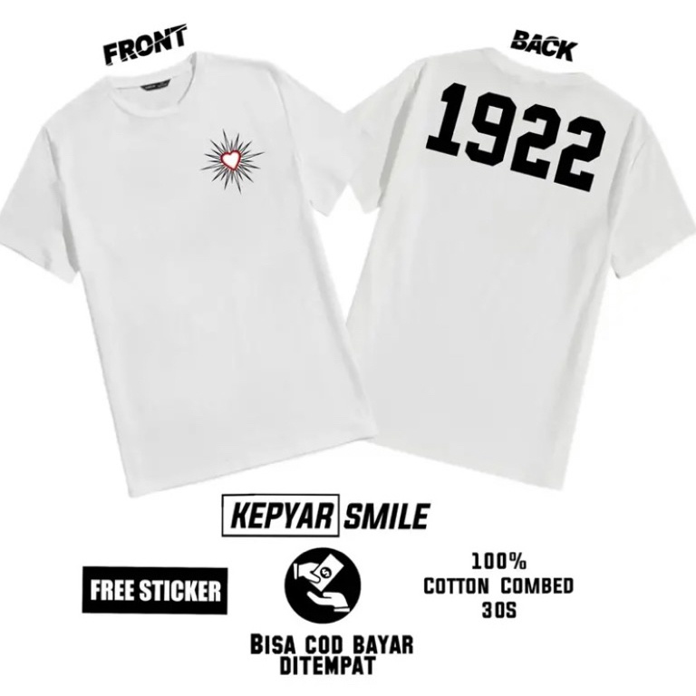 Terlaris Kaos Psht Kepyar 1922 Hati Bersinar Putih Kaos Psht 1922 Putih
