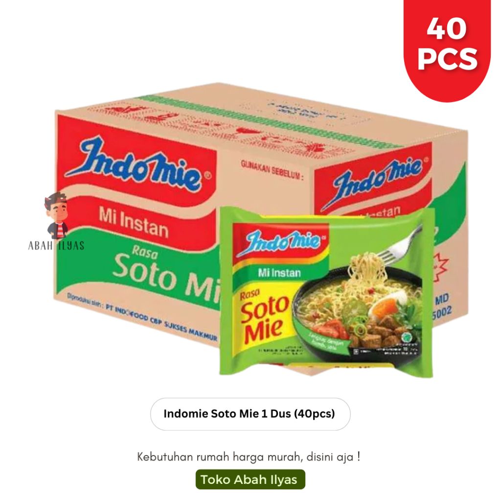

Indomie Kuah Mie Instan Rasa Soto Mie 1 Karton Isi 40 Pcs