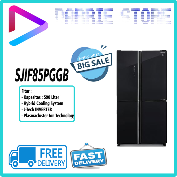 SHARP SJ-IF85PG-GB Kulkas 4 Pintu Multi Door Inverter 590 Liter SJ-IF85 SJIF85 SJ-IF85PG SJIF85PG SJ