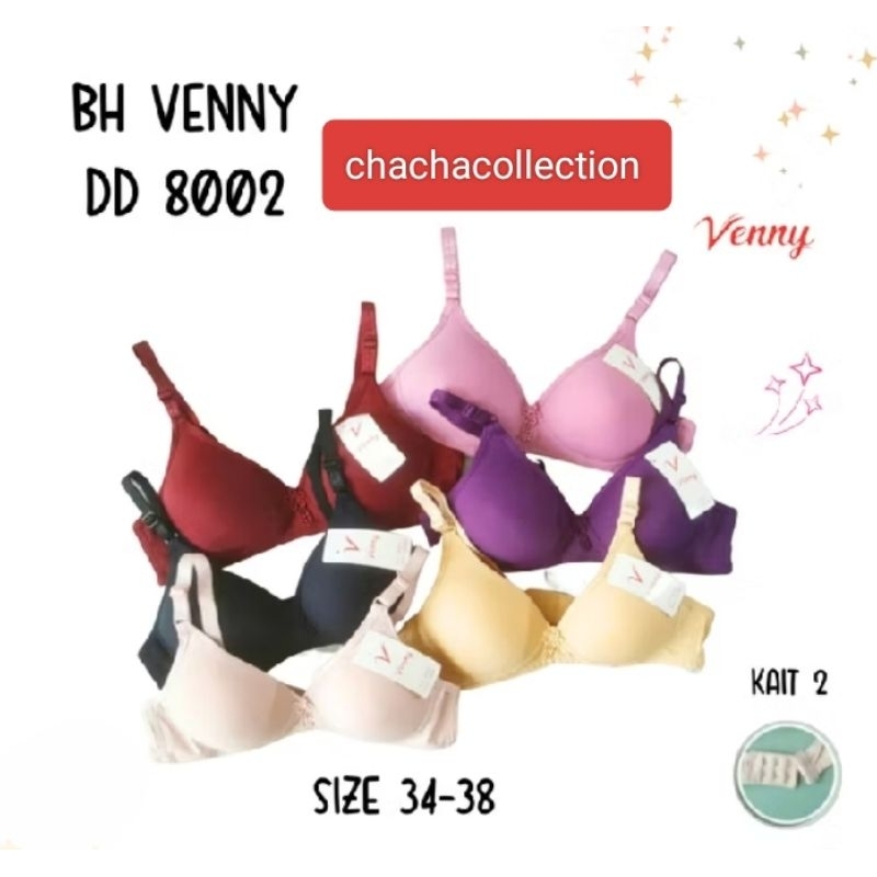 BRA BH Venny 8002 Tanpa Kawat Busa Tipis EKSTRA Soft / Pakaian Dalam Venny
