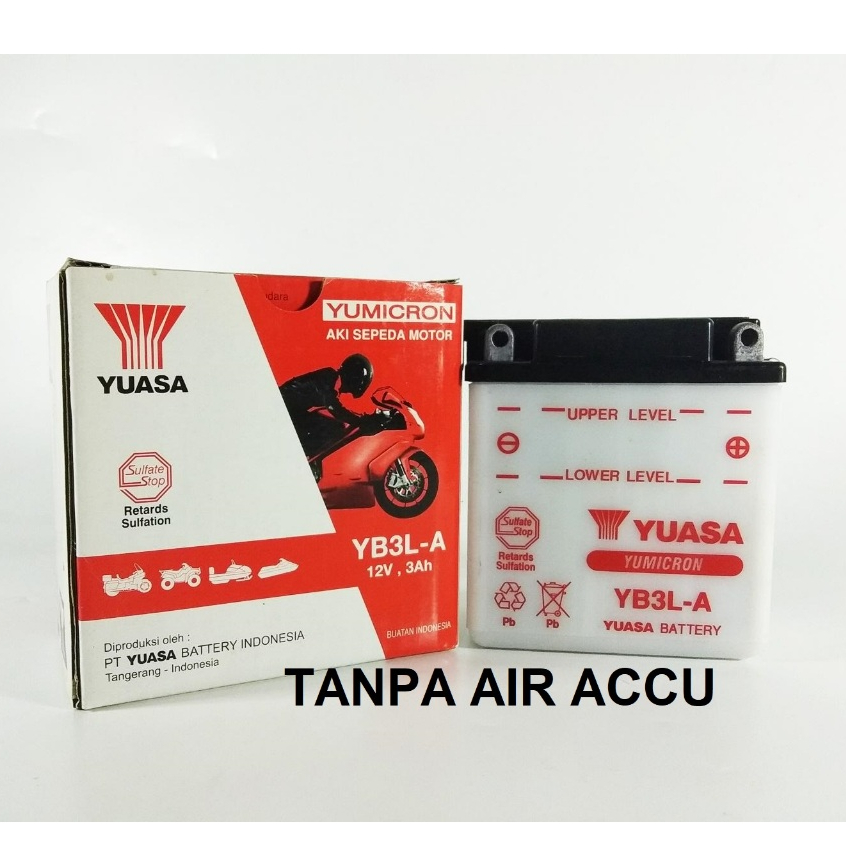 AKI ACCU YUASA YB3LA 12V - 3AH BASAH 12 volt pnp buat  Kawasaki Ninja R SS Ninja R 150 SS 150