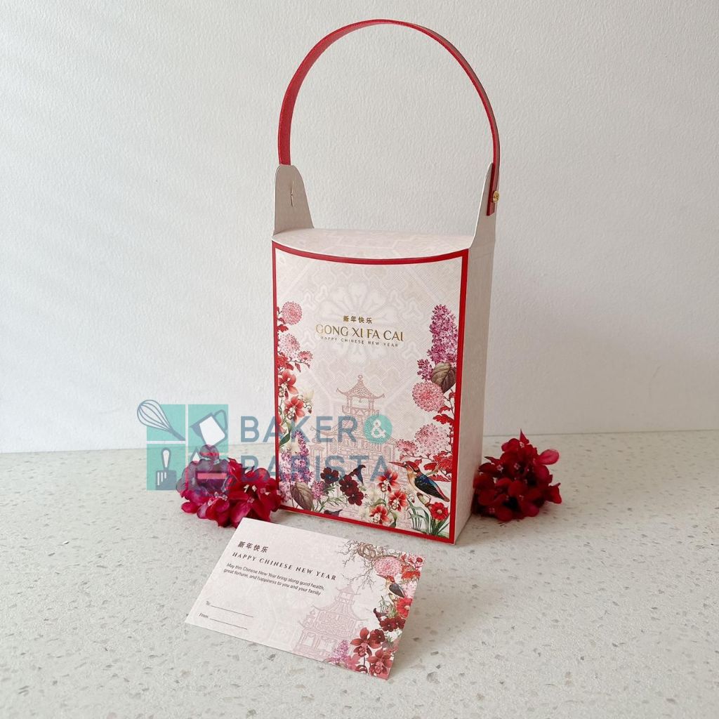 

Imlek Box 3 Top Rectangular PINK Handle / Imlek Mini Box Cookies Nastar Hampers CNY Giftbox Imlek