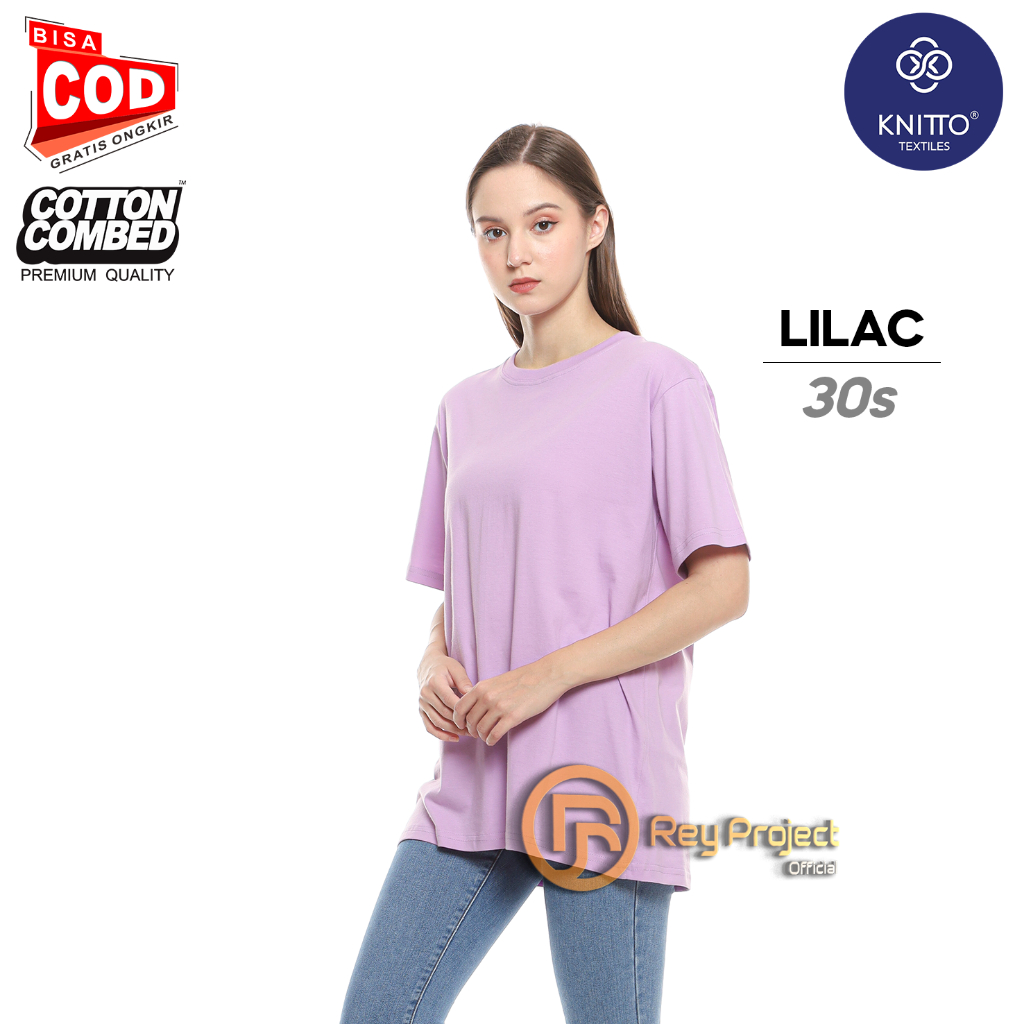 kaos polos Tangan Pendek / panjang LILAC Wanita 100% Cotton Combat 30s original distro Unisex Big si