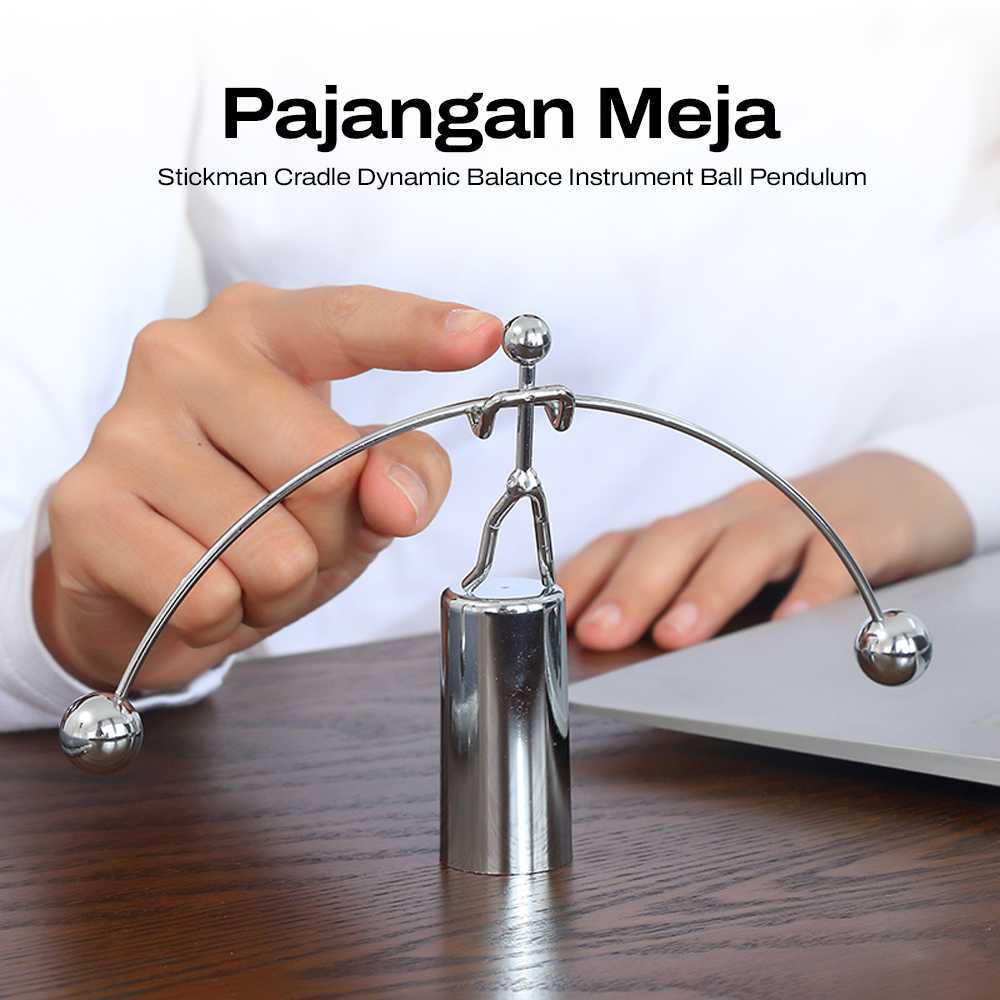 Pajangan Meja Stickman Pendulum - Alat Dinamis dengan Bola Seimbang