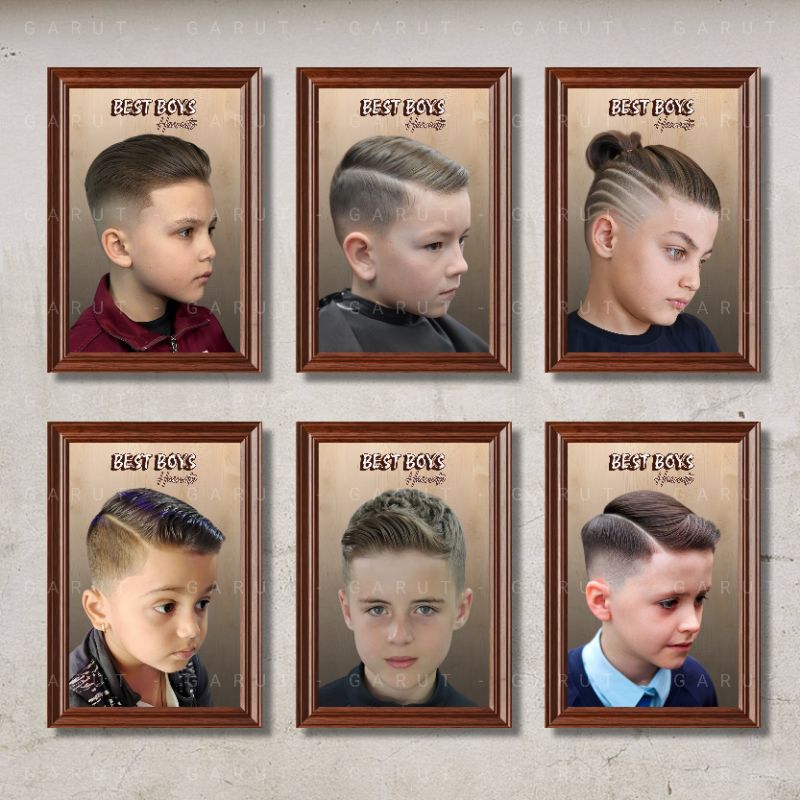 POSTER KAYU BARBERSHOP MODEL RAMBUT ANAK ANAK TERBARU POSTER PANGKAS RAMBUT PAJANGAN DINDING