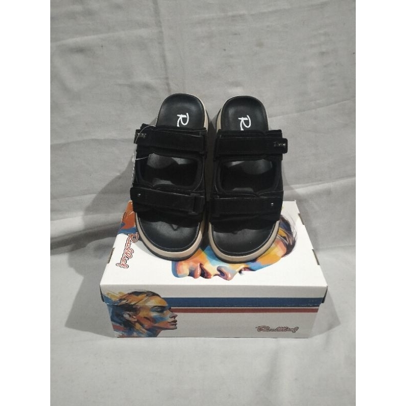 Sandal slide kasual wanita RULLIEF ORIGINAL FKS 826 HITAM