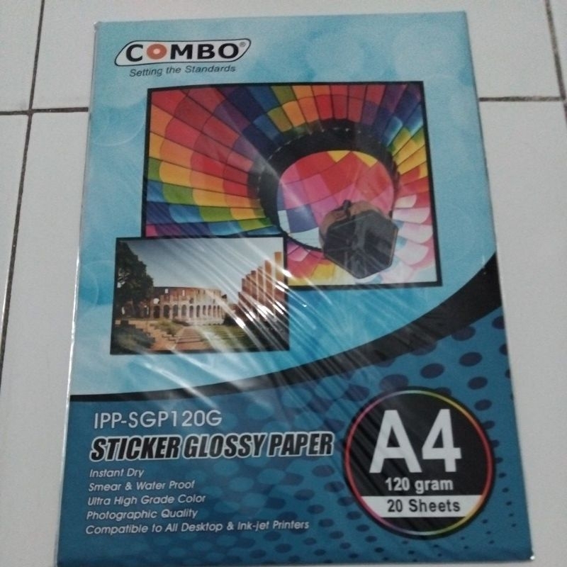

STICKER GLOSSY PAPER UKURAN A4 KETEBALAN 120 GRAM PER PAK ISI 20 LEMBAR MERK COMBO TYPE IPP-SGP120G