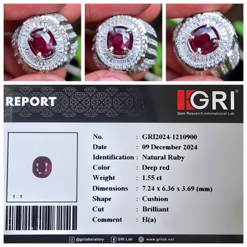 Natural Red Ruby Heat A Memo 1.55 crt