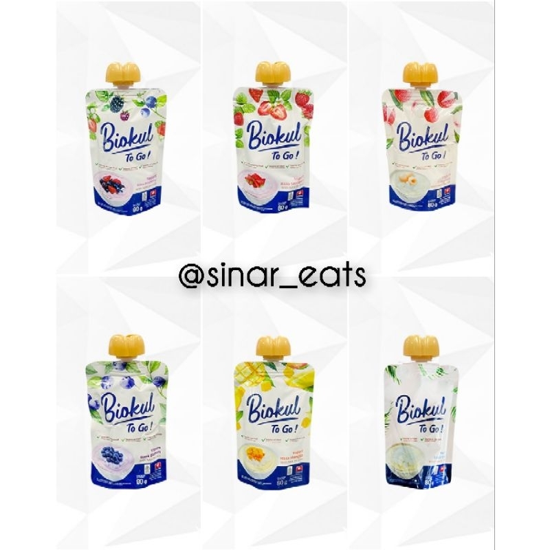 

Biokul To Go Yogurt with Nata de Coco Pouch Yogurt Plain Strawberry Blueberry Mixberry Mangga Leci 80G