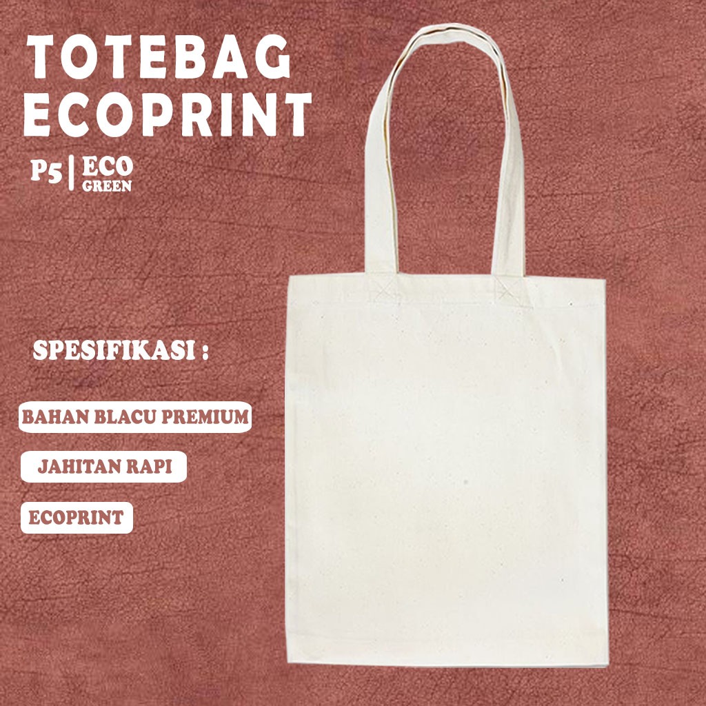 Totebag Tas Kanvas kain blacu polos ecoprint 15x15-35x40 Termurah