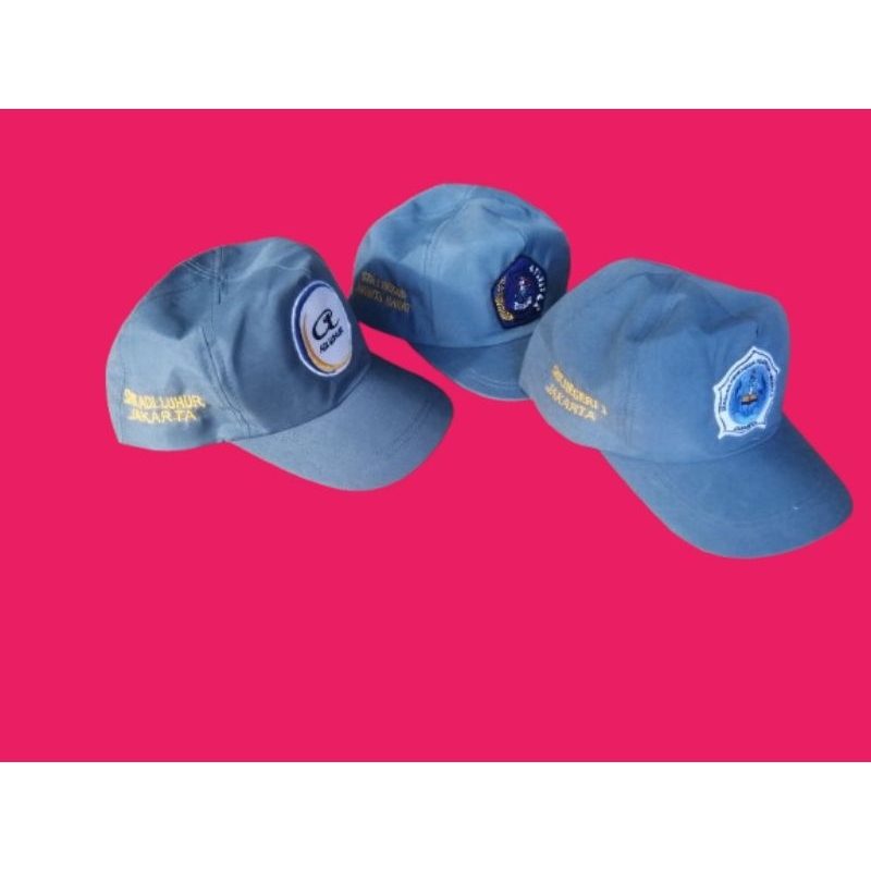 topi SMA requez Bordir LOGo+identitas sekolah