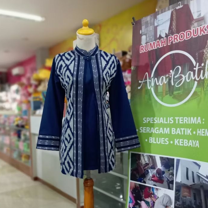 BLOUSE LURIK LIMITED EDITION KATUN HALUS LURIK KOMBINASI BATIK