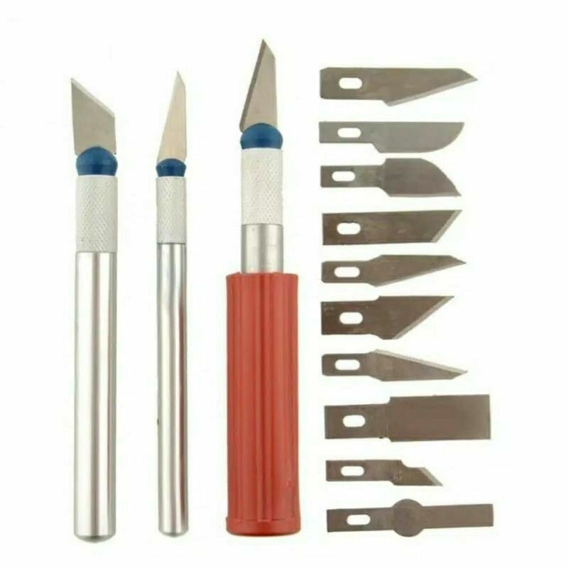 

Pisau Ukir Seni 13 in 1 Satu Set Crafting Knife 3 Handle.