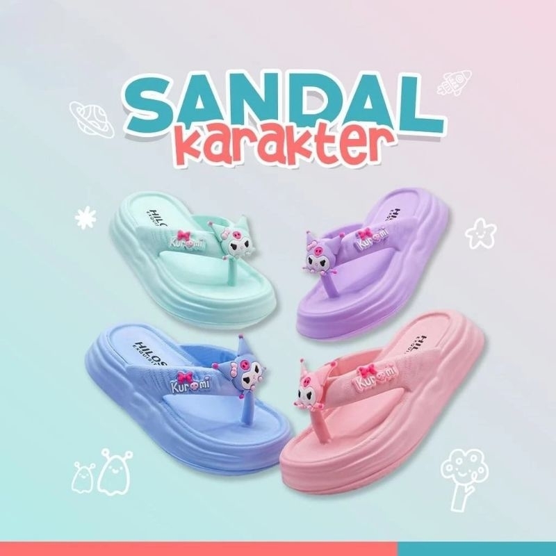 0044, sandal hilos, sandal hilos anak, sandal anak, sandal anak kuromi, sandal anak cewek, sandal hi