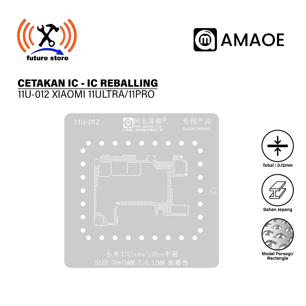 AMAOE 11U-012 XIAOMI 11ULTRA/11PRO MAINBOARD SIZE:70*70MM T CETAKAN IC 0.12MM ORIGINAL