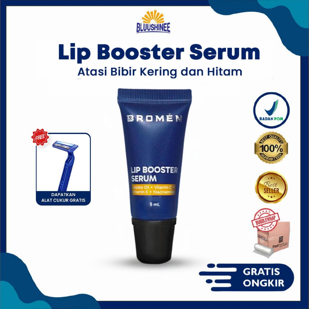 LIP SERUM Pencerah Bibir Hitam Alami - BROMEN LIP SERUM BOOSTER MEN - Pencerah dan Pelembab Bibir